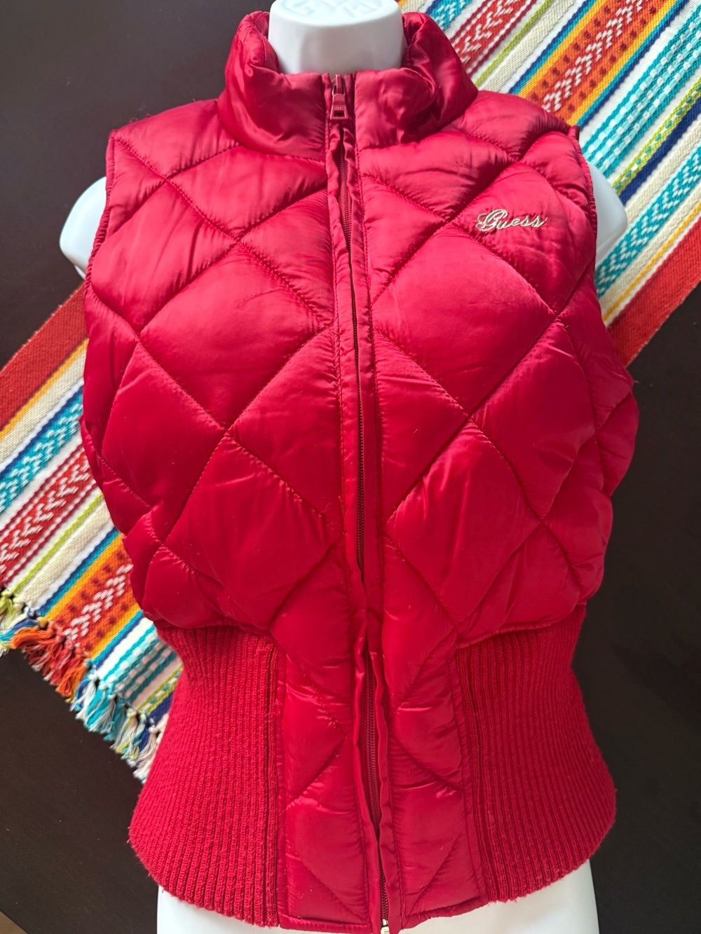 GUESS Red Puffer Vest